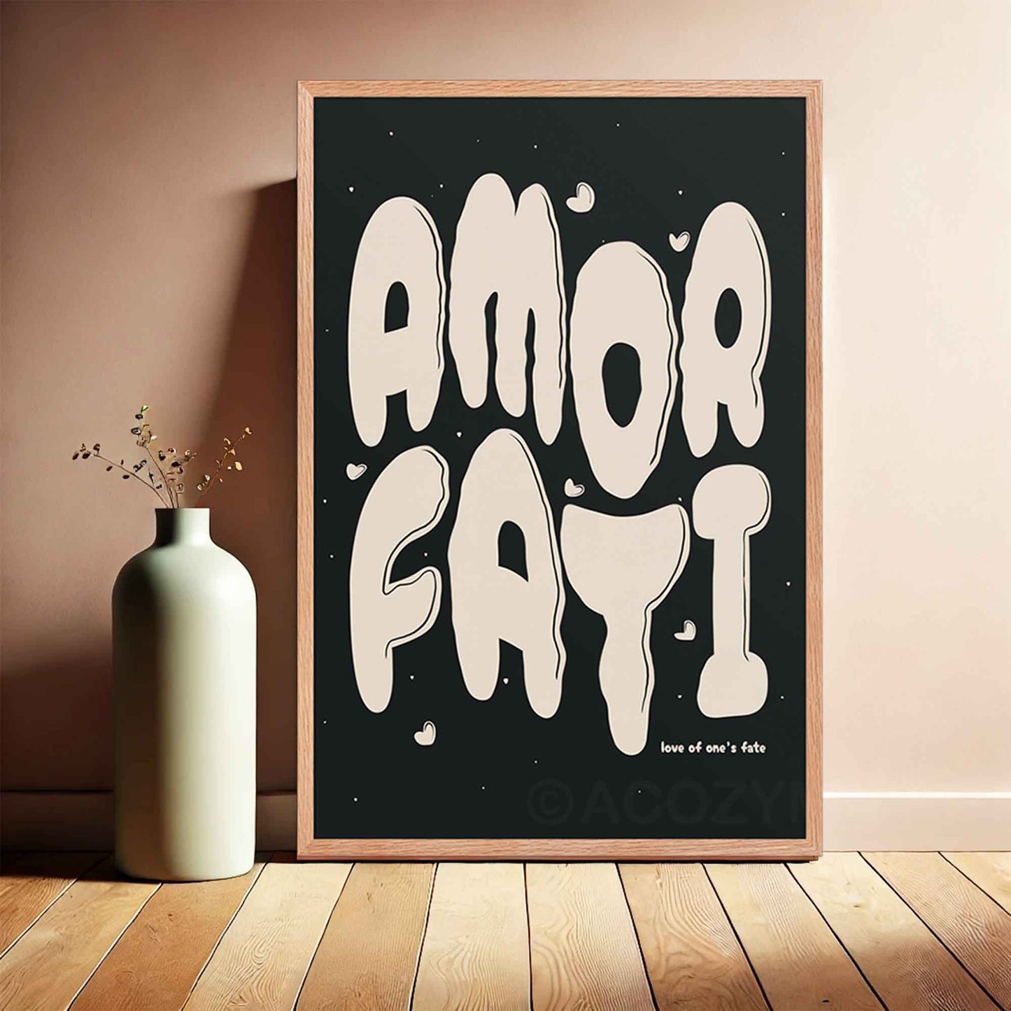 amor fati poster in oakwood frame