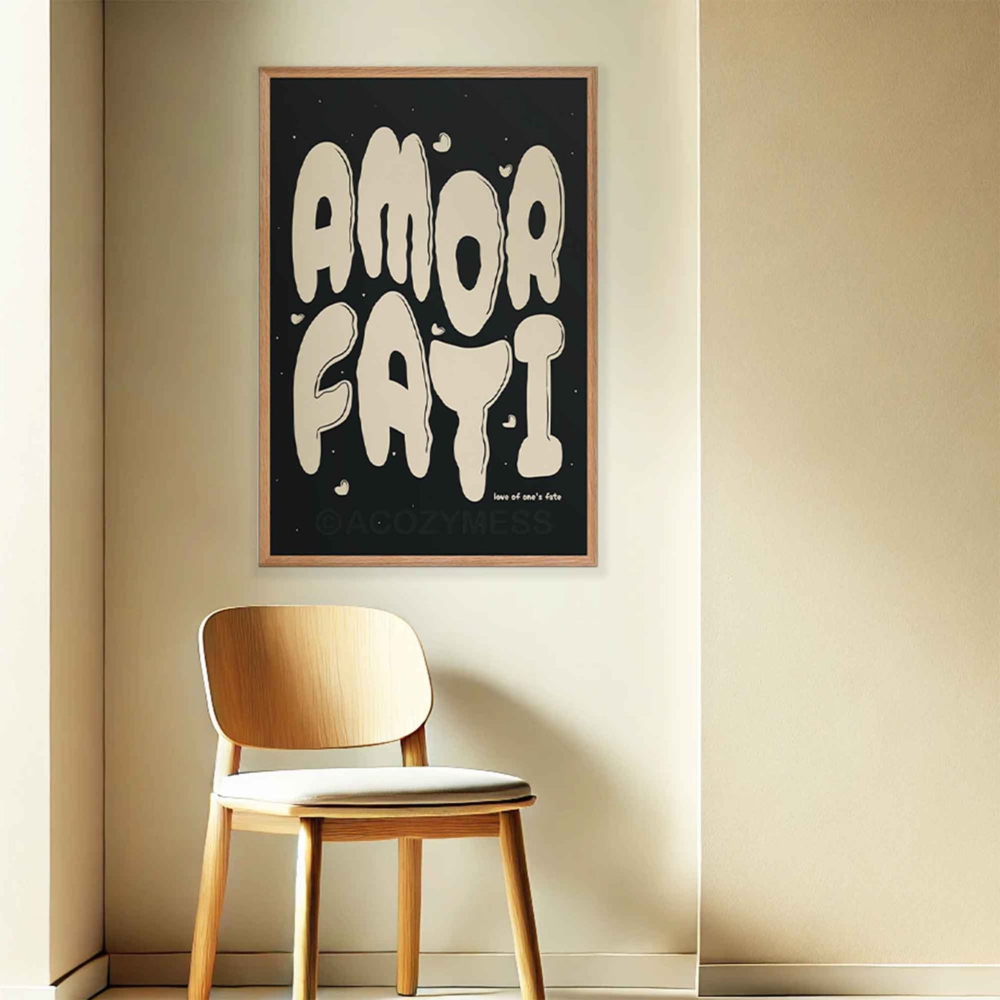 amor fati stoic poster in oakwood frame
