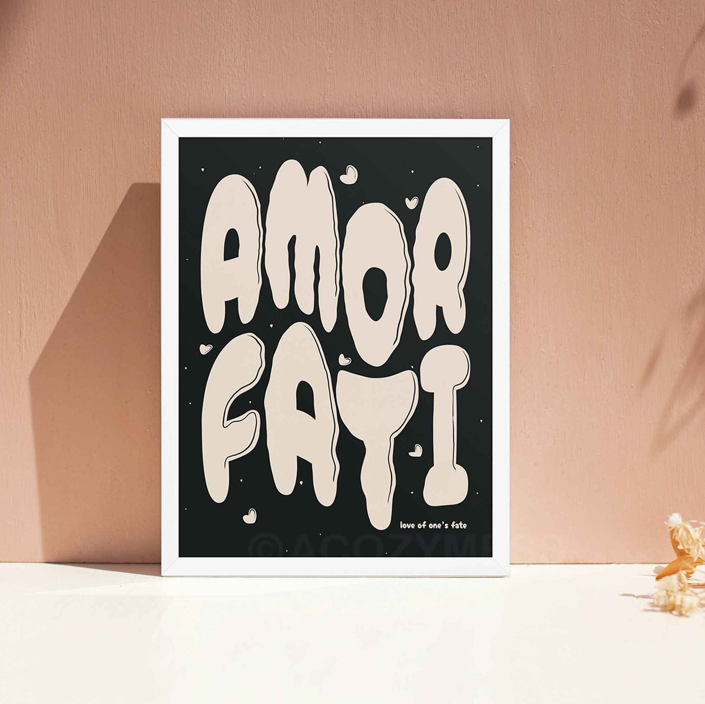 amor fati poster in white frame