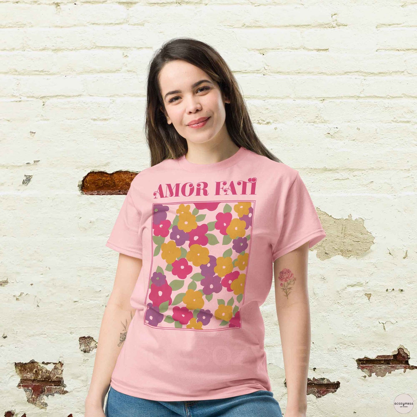 Amor Fati Tshirt – Abstract Floral T-Shirt in Vibrant Colors | Floral T shirt | Unisex classic tee
