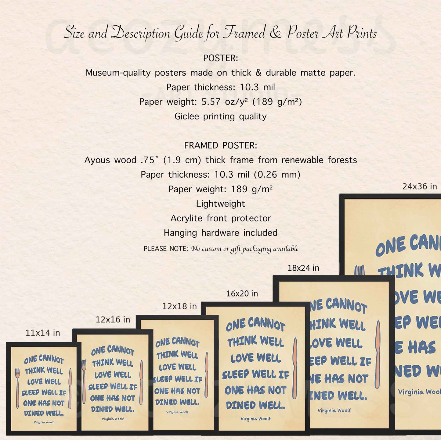 Dined Well - Virginia Woolf Print | Literary Art Prints | Kitchen and Dining Wall Art
