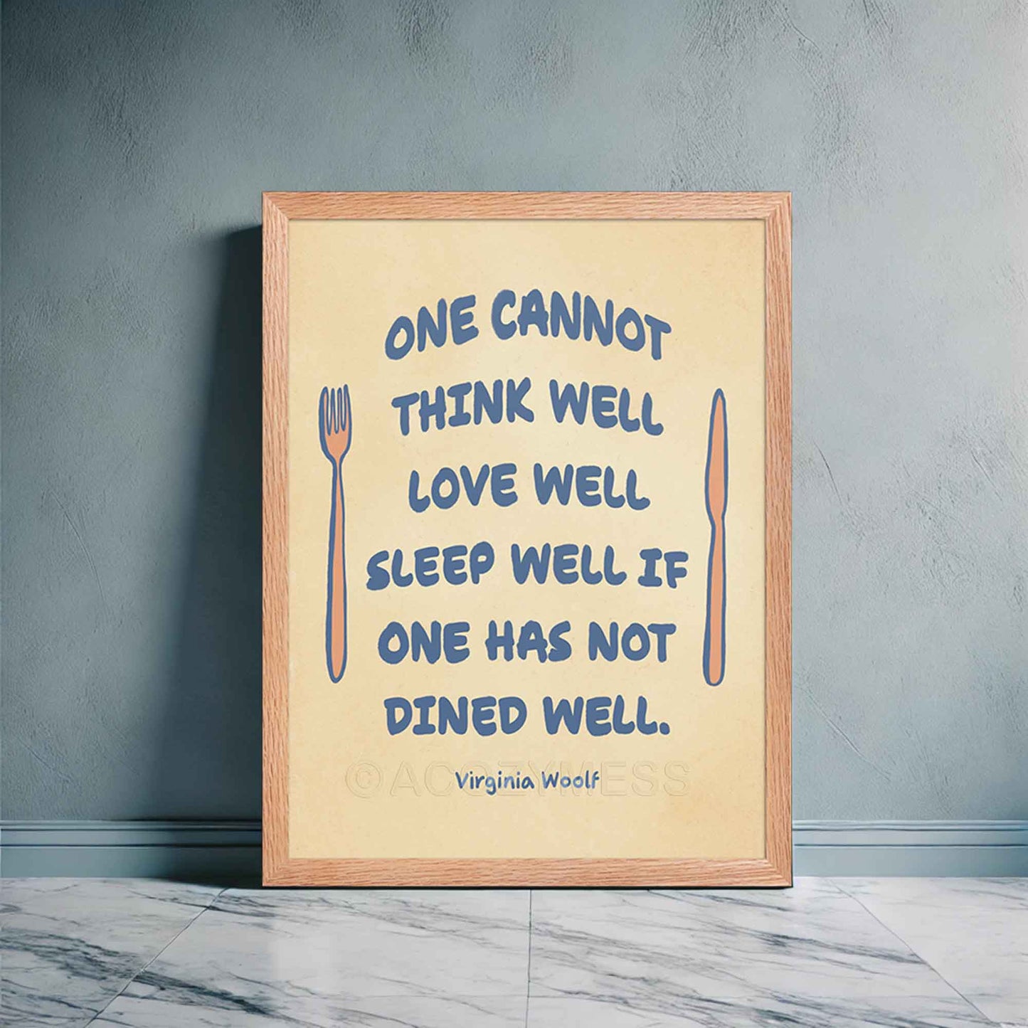 Dined Well - Virginia Woolf Print | Literary Art Prints | Kitchen and Dining Wall Art