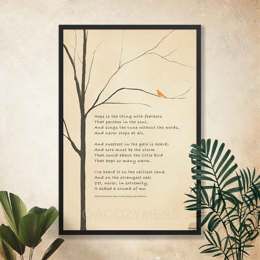 poem print of Hope is the thing with feathers, by Emily Dickinson