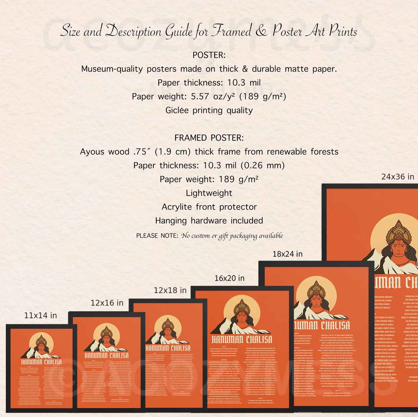 Hanuman Chalisa Poster – Lord Hanuman Mantra Print | Prayer Room Decor | Devotional Wall Art - A Cozy Mess