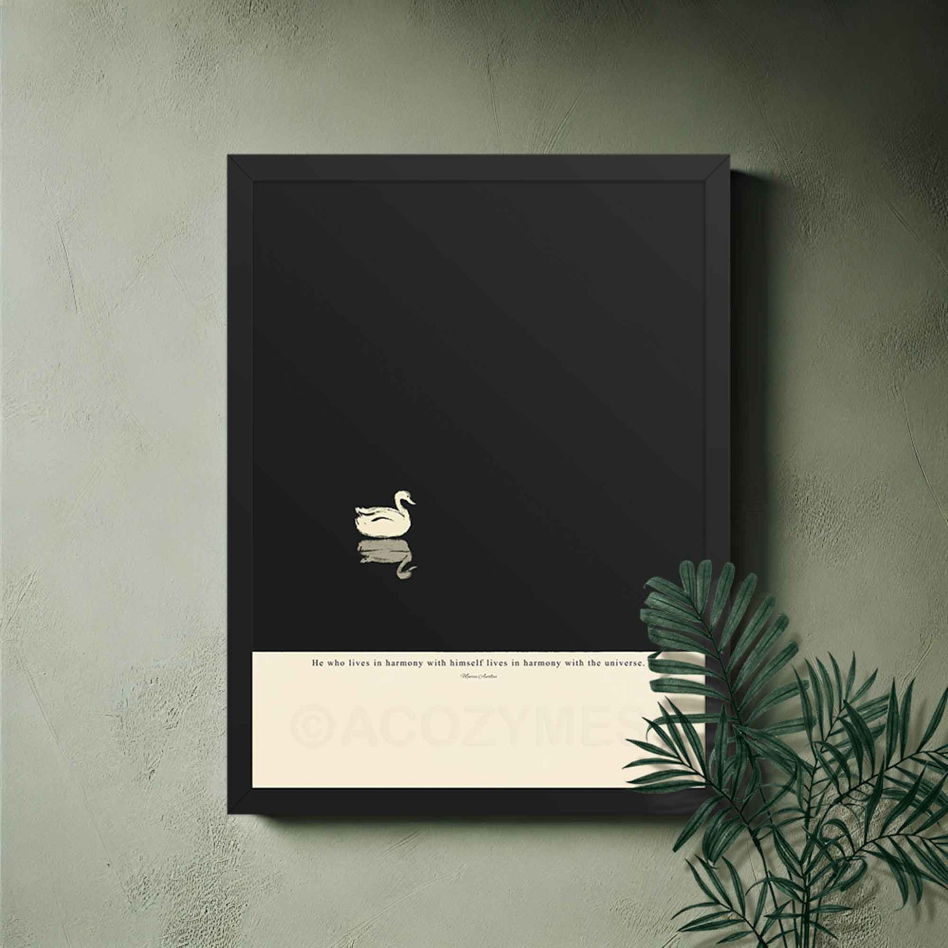 Marcus Aurelius Print in black frame.