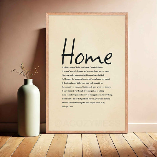 Excerpt from Home Poem by Edgar Guest – Vintage Poetry Wall Art Print | Poem Print