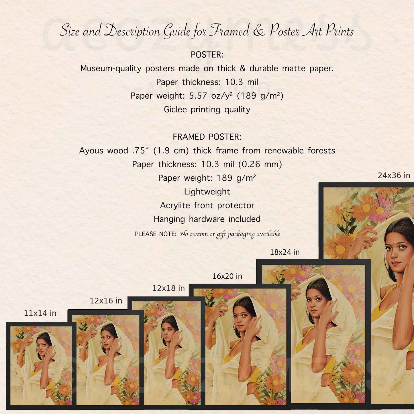 Indian Woman in Saree Wall Art Print | Indian Wall Art | Ethnic Wall Art | India Posters