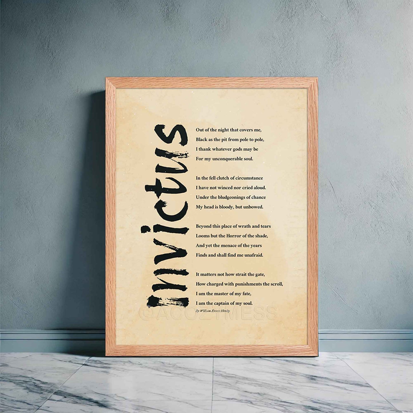 Invictus poem , in oakwood frame.