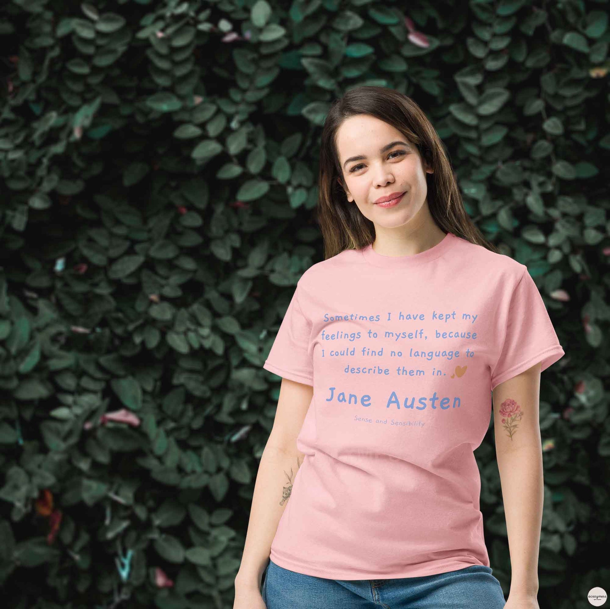 Jane Austen Tshirt in light pink color