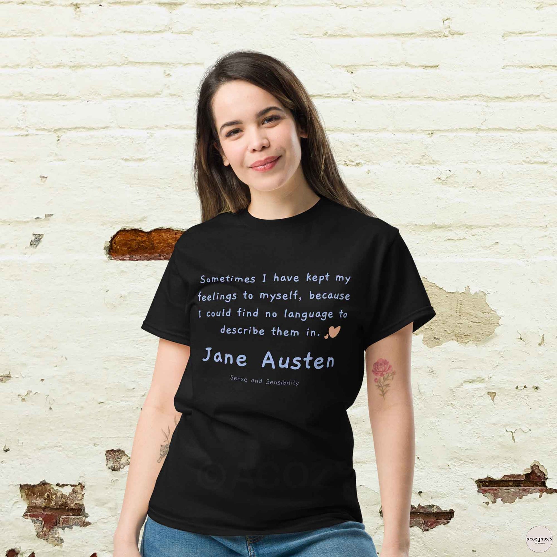 Jane Austen Tshirt in black color