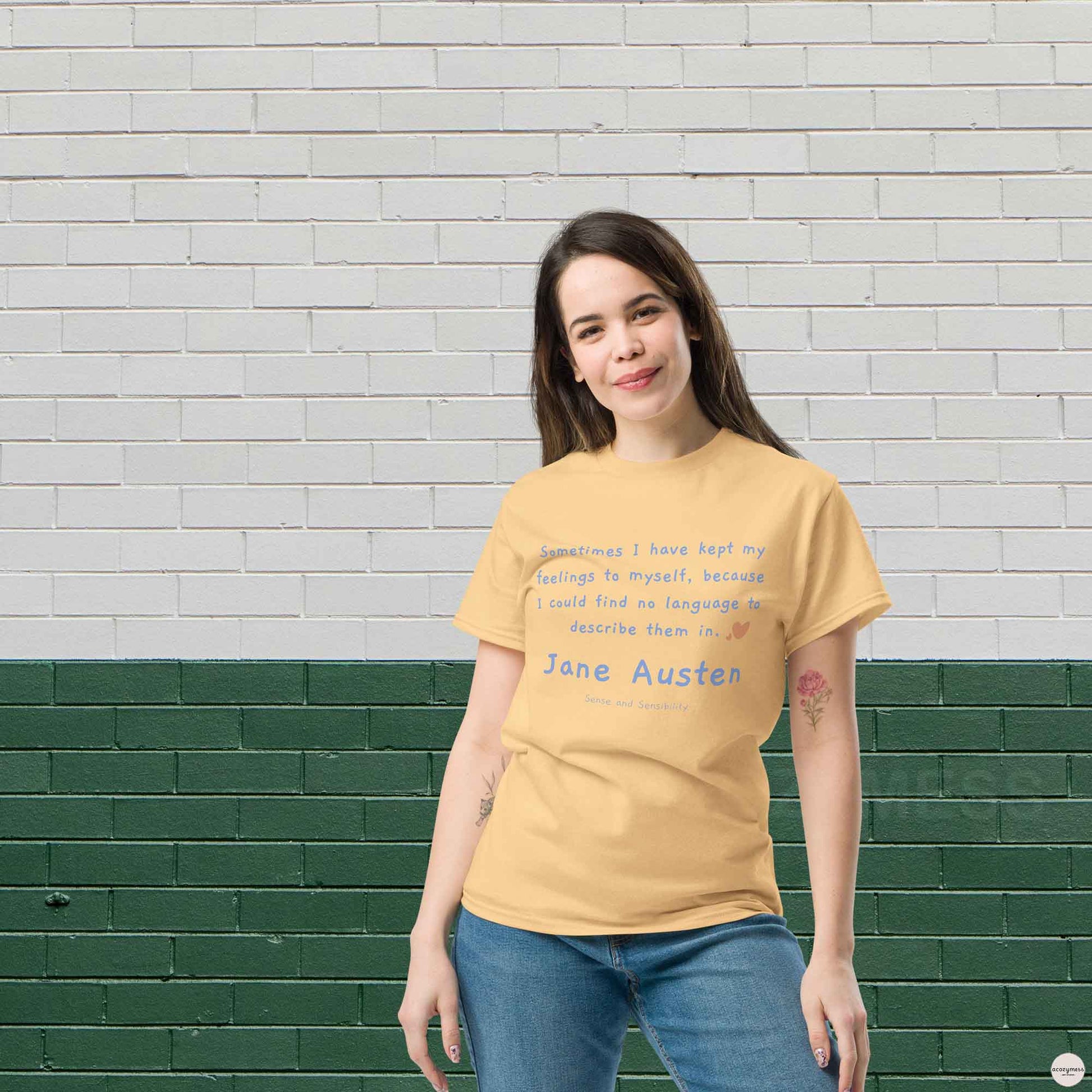 Jane Austen Tshirt in light yellow color