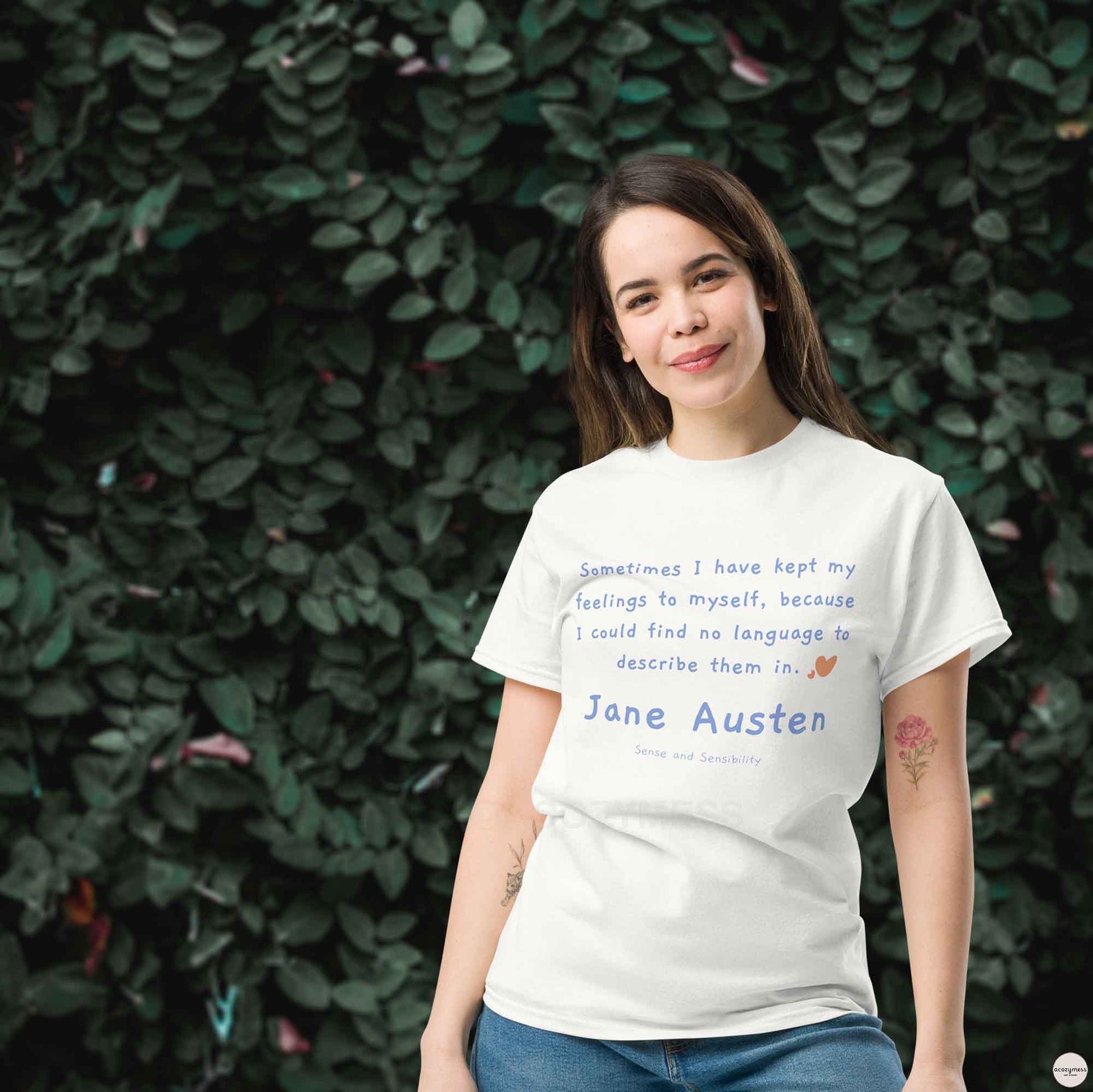 Jane Austen Tee in white color