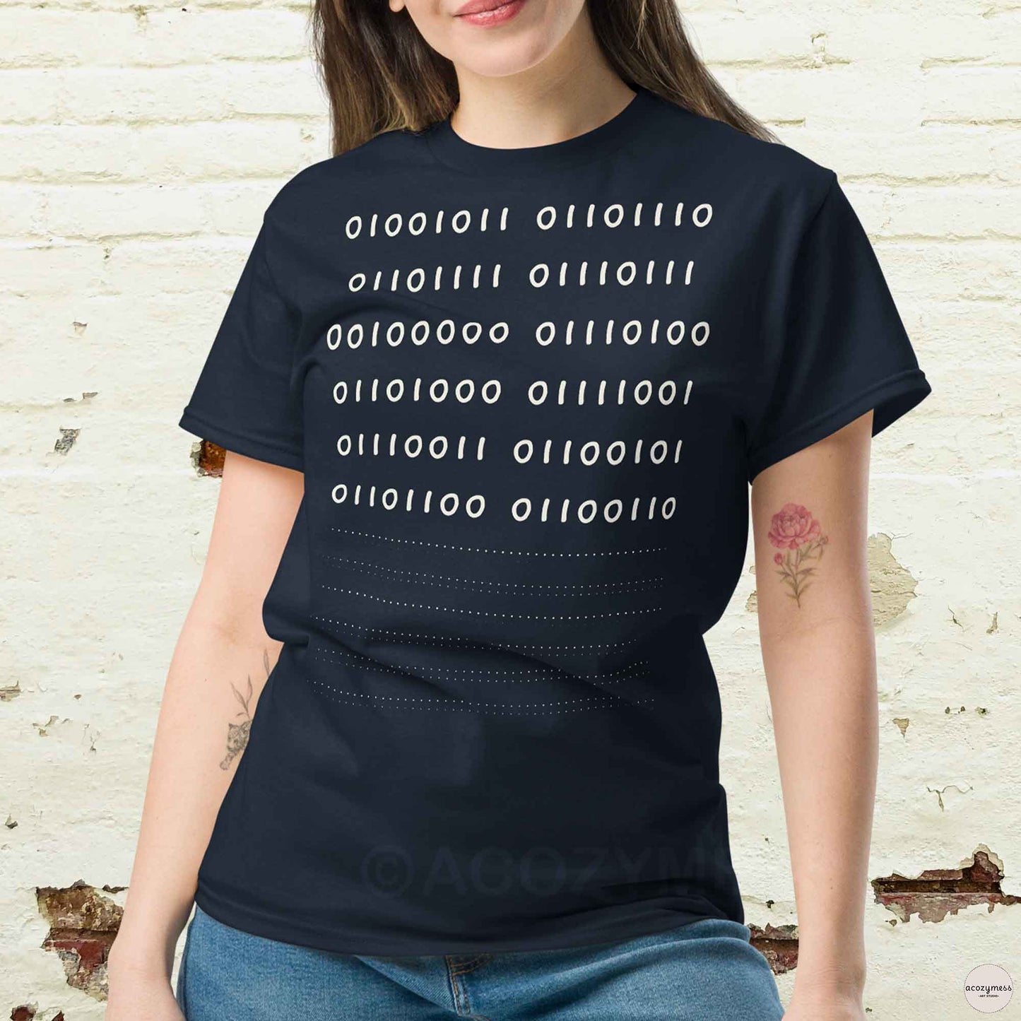 Binary code - know thself  unisex tshirt in navy color