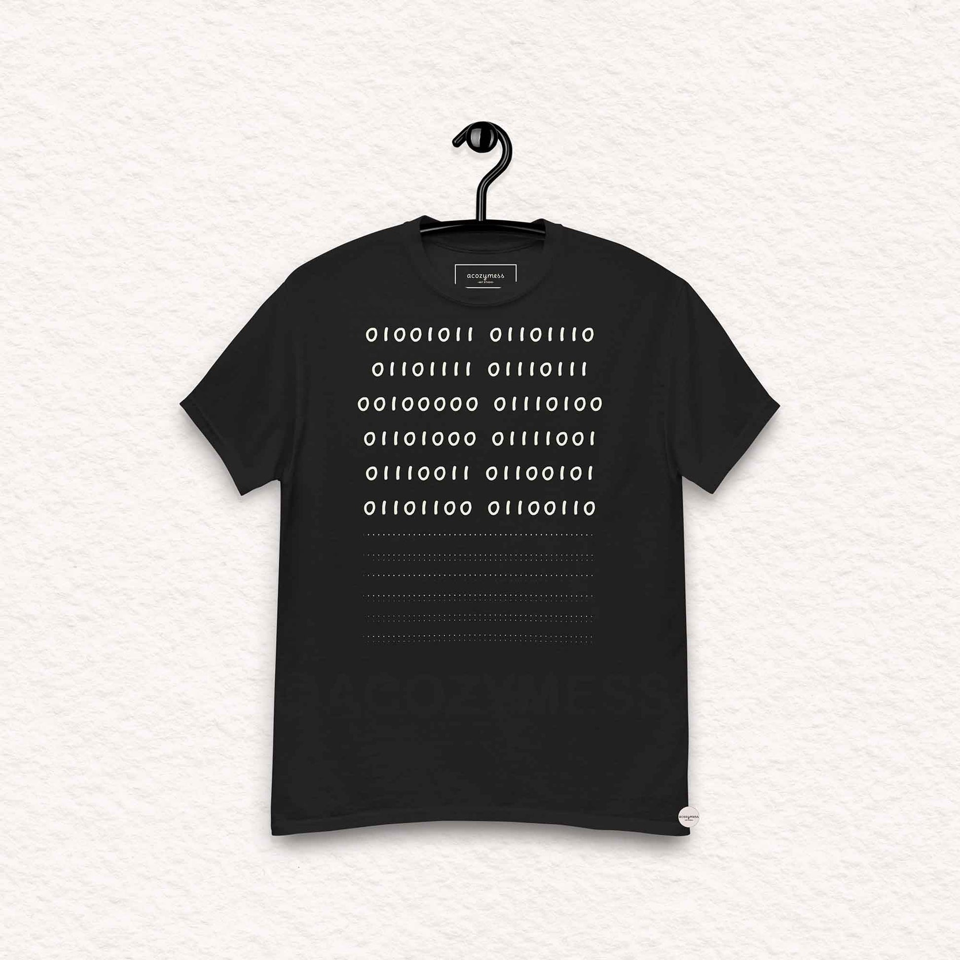 Binary code - know thself tshirt in black color