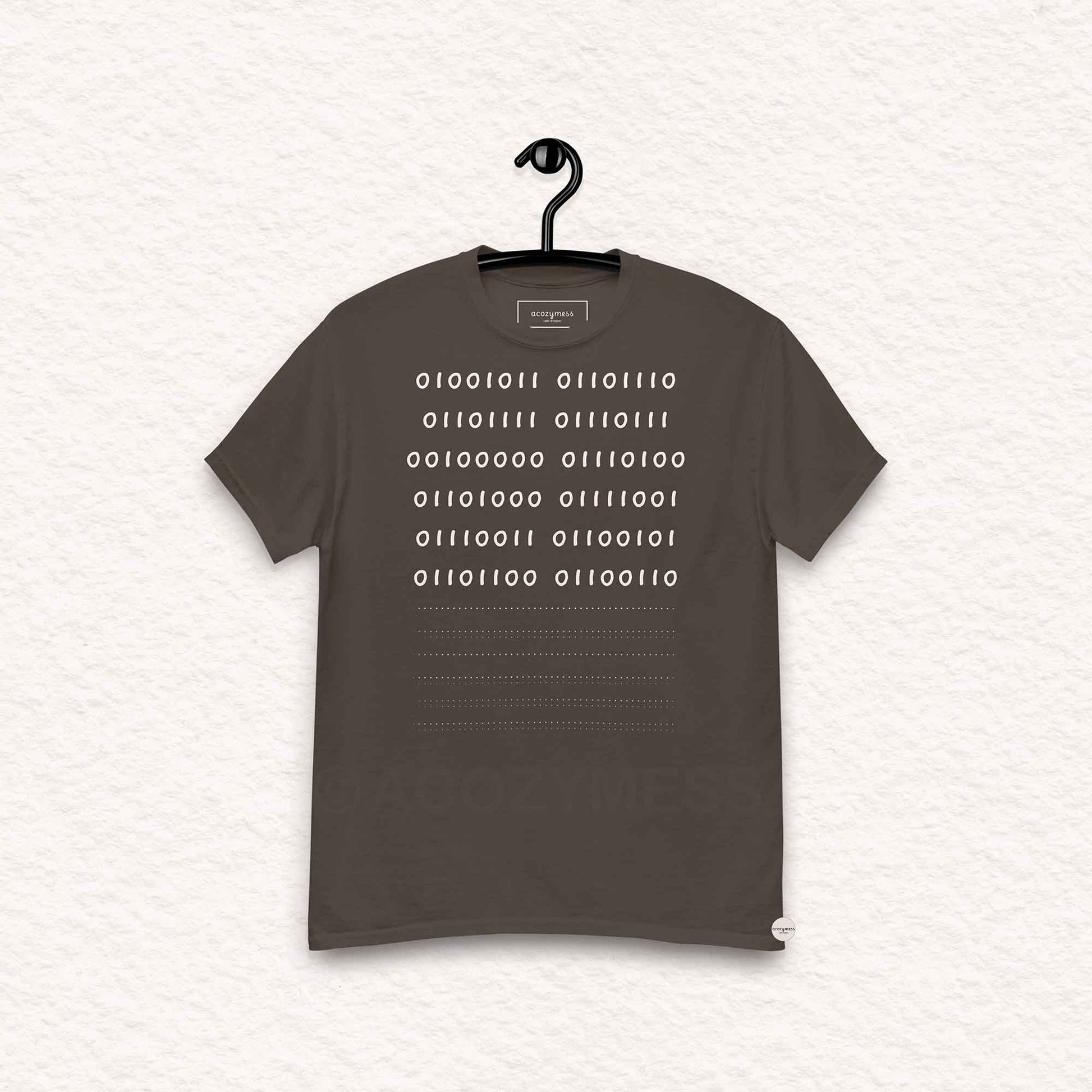 Binary code - know thself  unisex tshirt in dark chocolate color