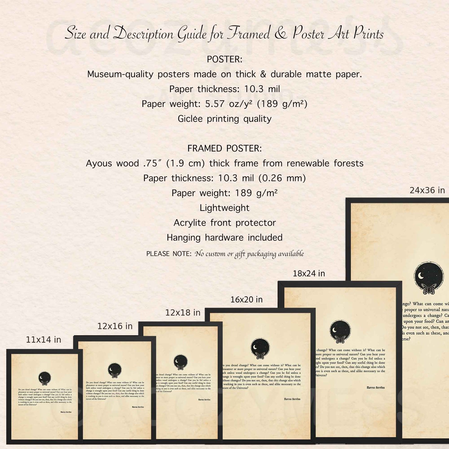 Marcus aurelius quote posters framed and unframed