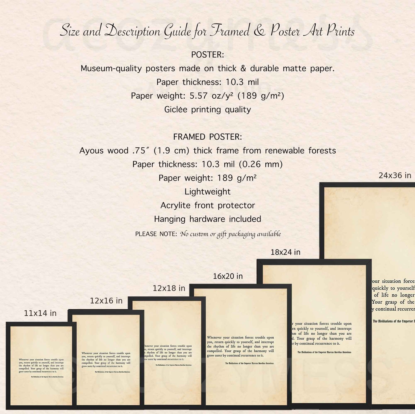 Marcus Aurelius Print on Trouble & Inner Harmony | Stoic Philosophy Wall Art | Stoic Quotes for Home & Office Decor - A Cozy Mess