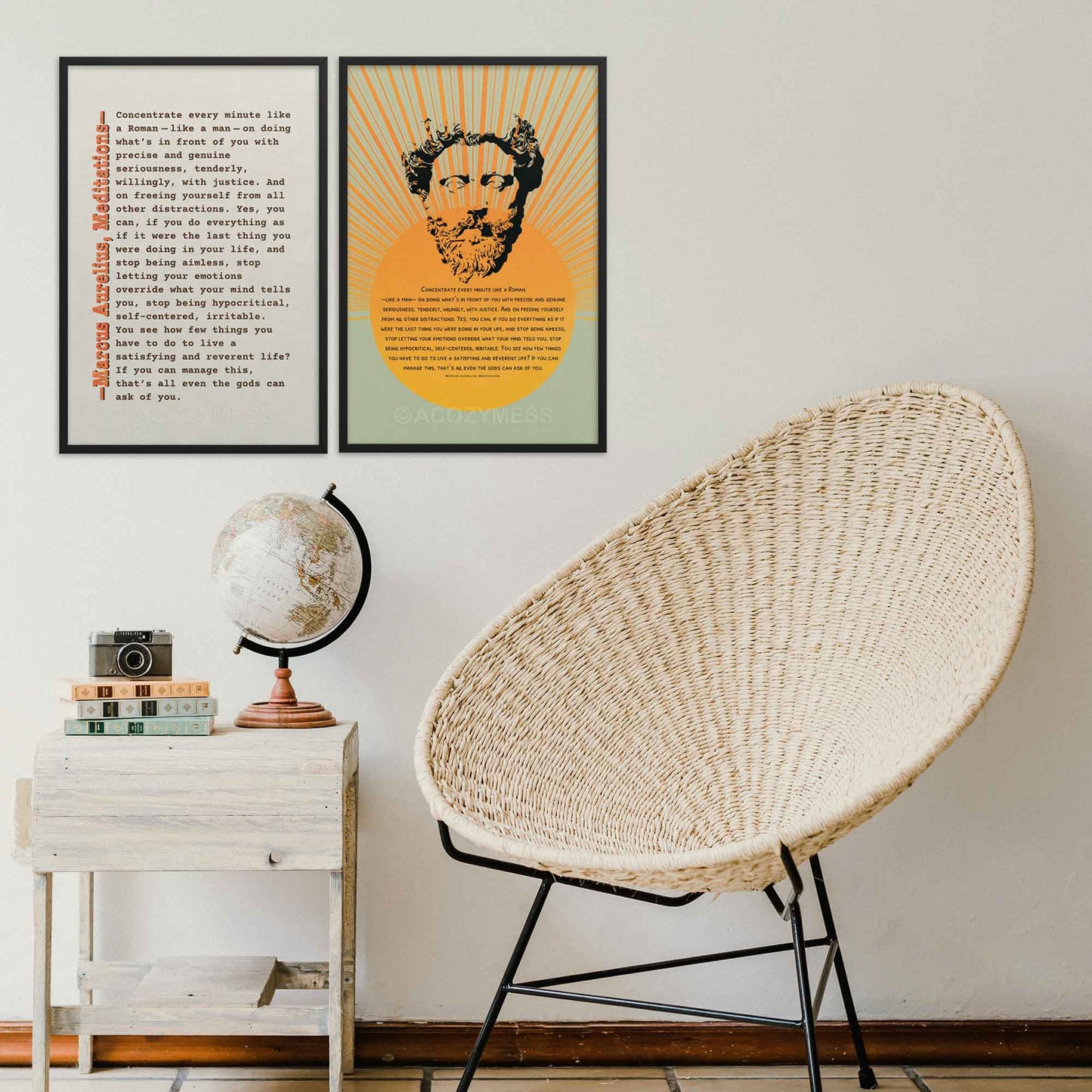 Stoicism wall art in black frames