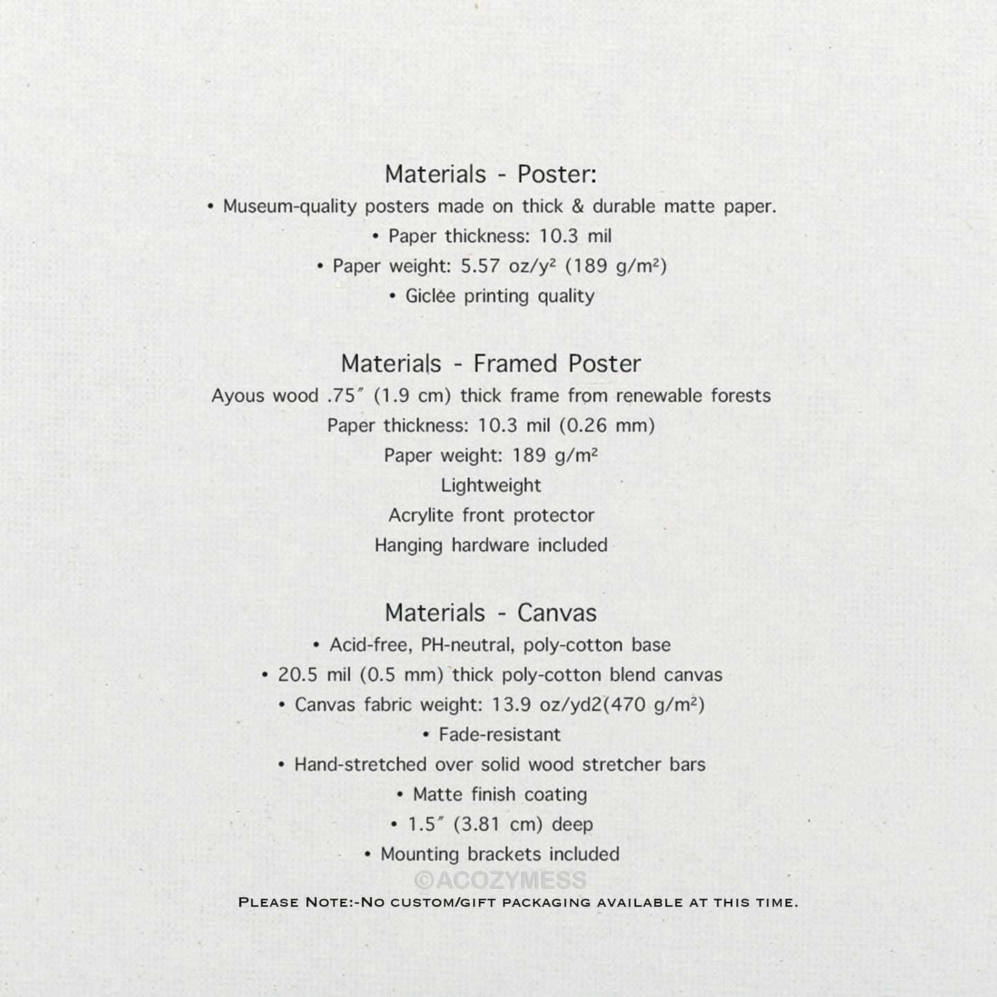 Display of poster dimensions and product details in clean typography.