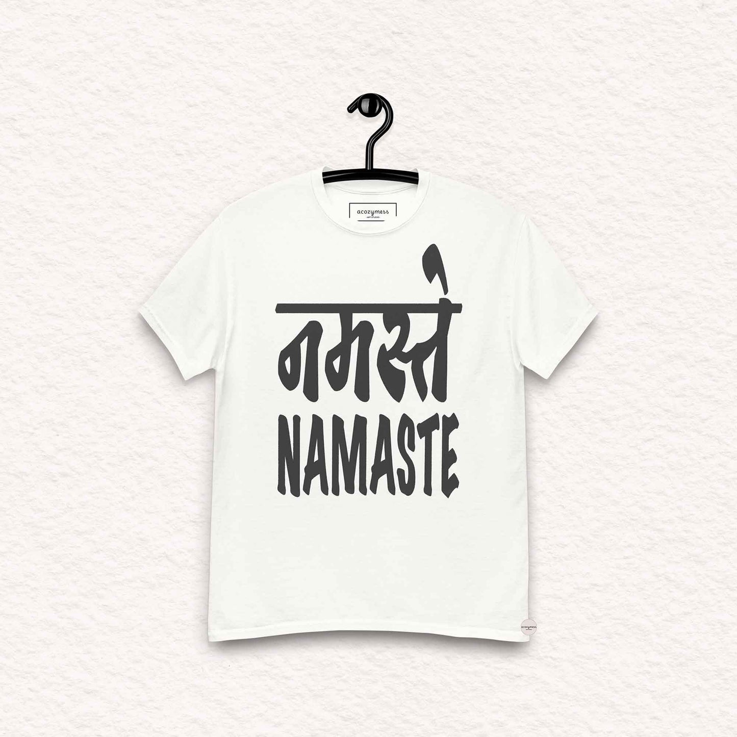 namaste, greeting tshirt in white color