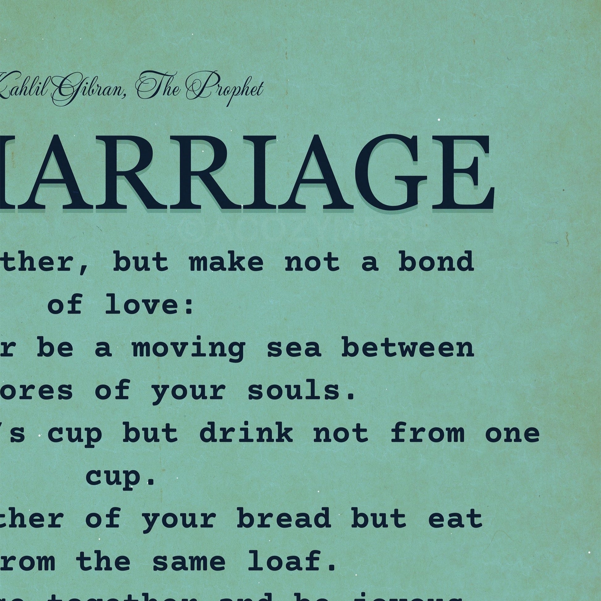 Close Image of kahlil gibran poster quote on marriage