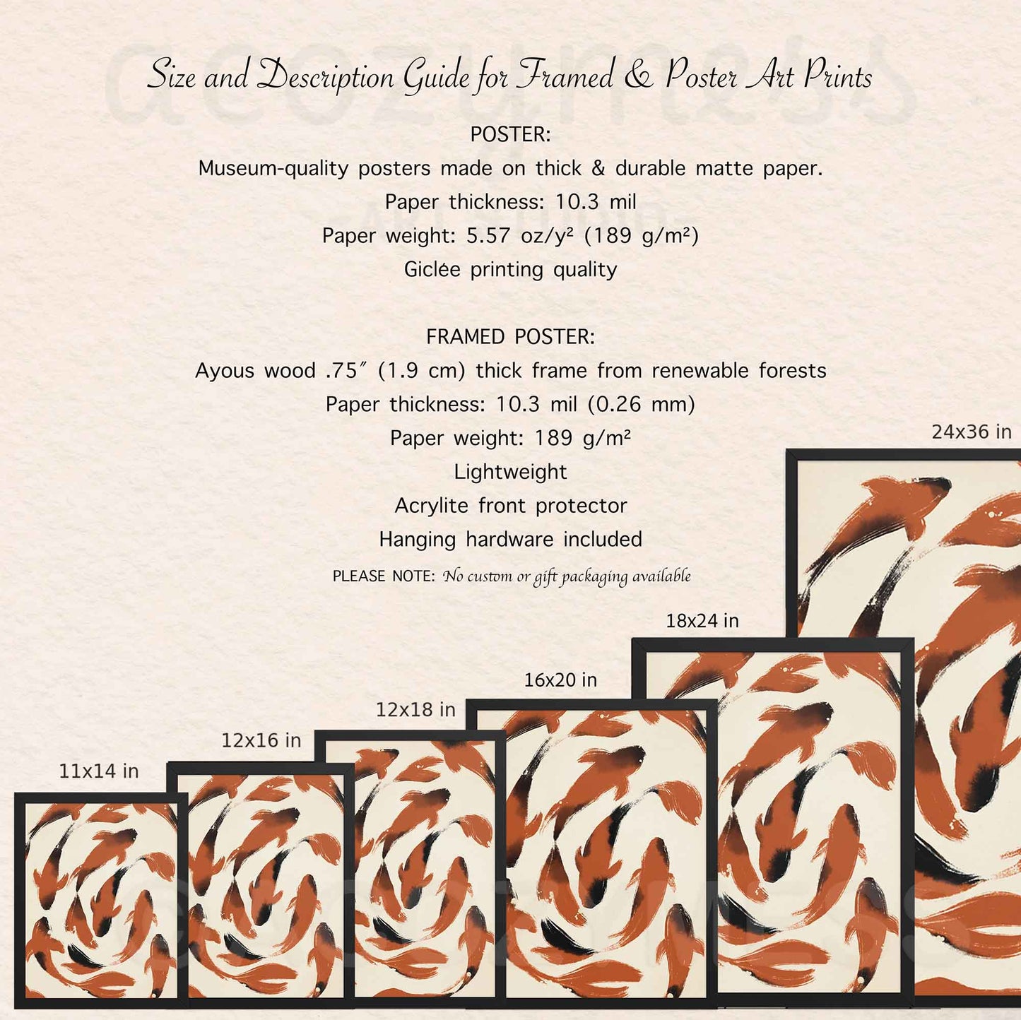 size and description for fish art