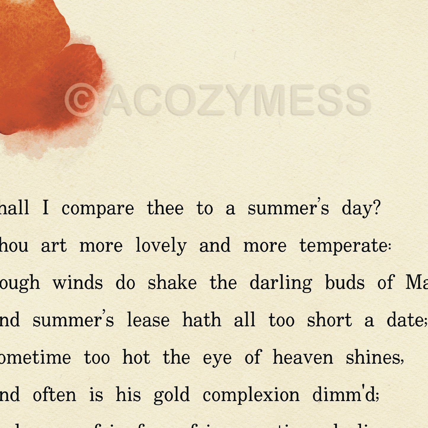 close up of sonnet 18 poster