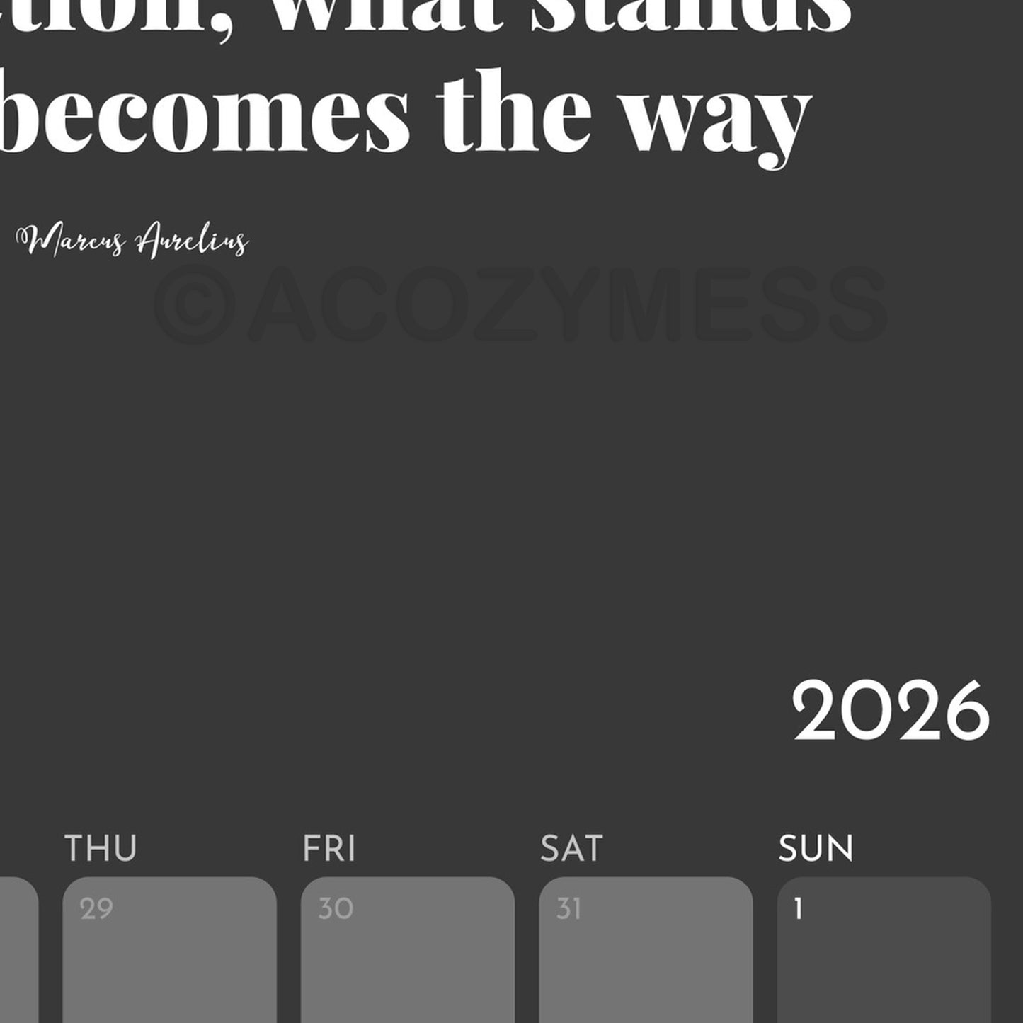 Calendar for 2026 with stoic quotes