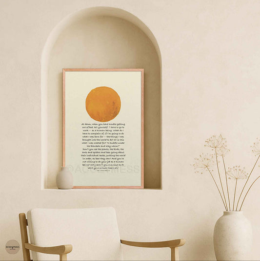 Marcus Aurelius poster for morning motivation with sun art framed in oakwood