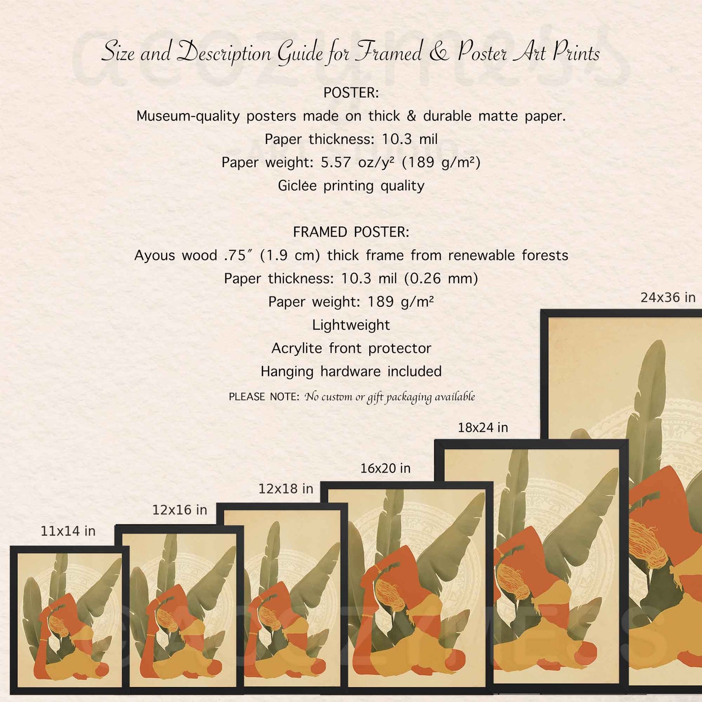 Yoga wall art nature inspired, avaialble in multiple sizes, framed and unframed