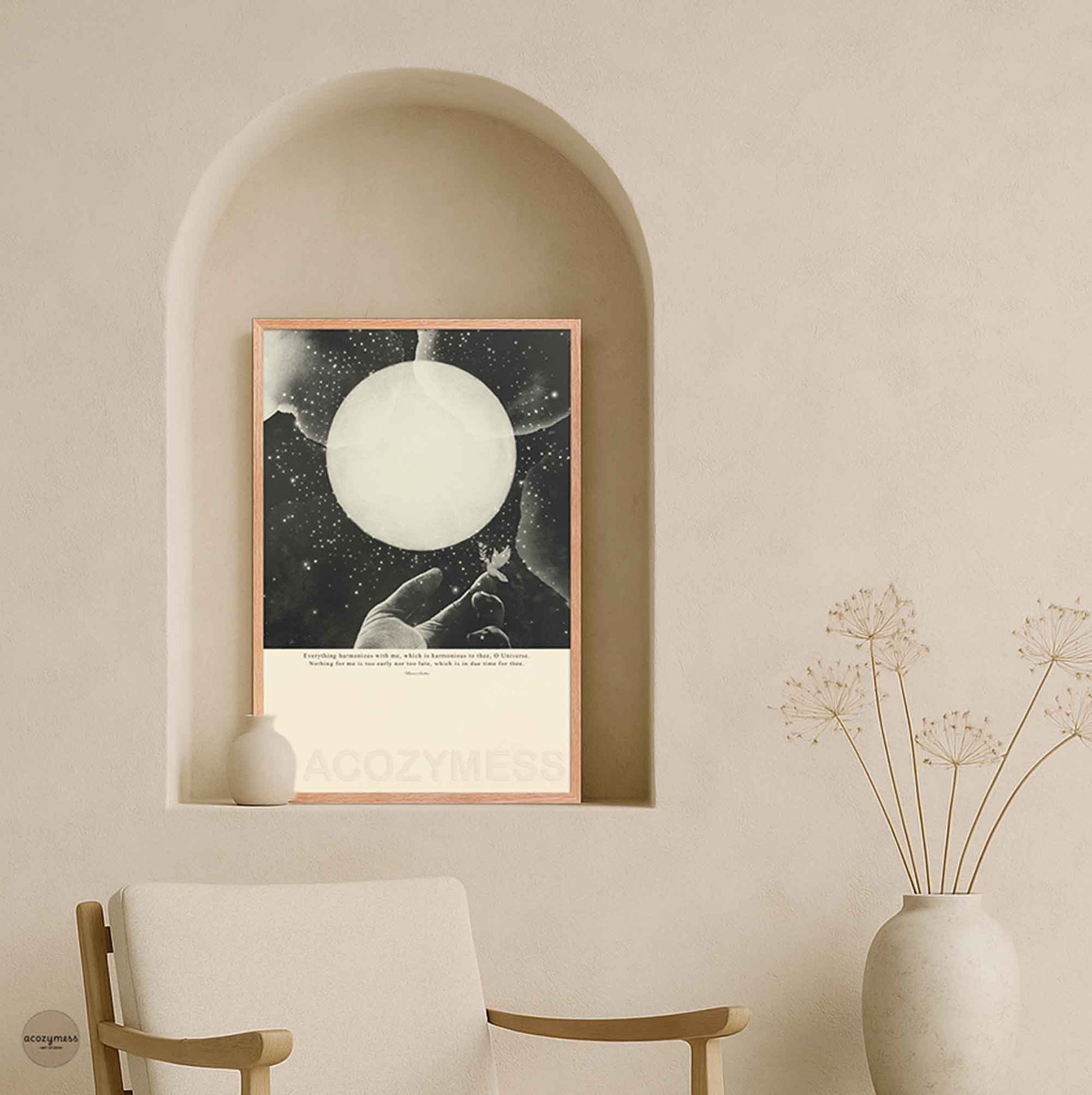 Marcus aurelius quote poster in oakwood frame