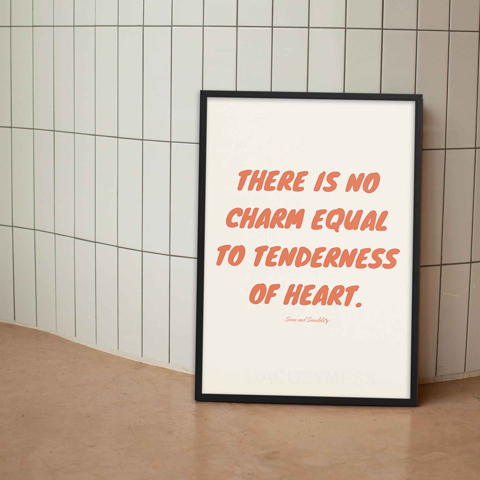 Jane Austen print displayed  in black frame