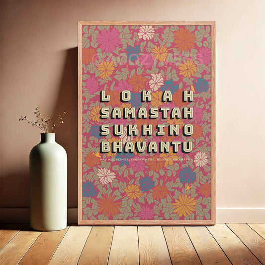 Lokah Samastah Sukhino Bhavantu | Peace Mantra Poster | Meditation Chant Print - A Cozy Mess