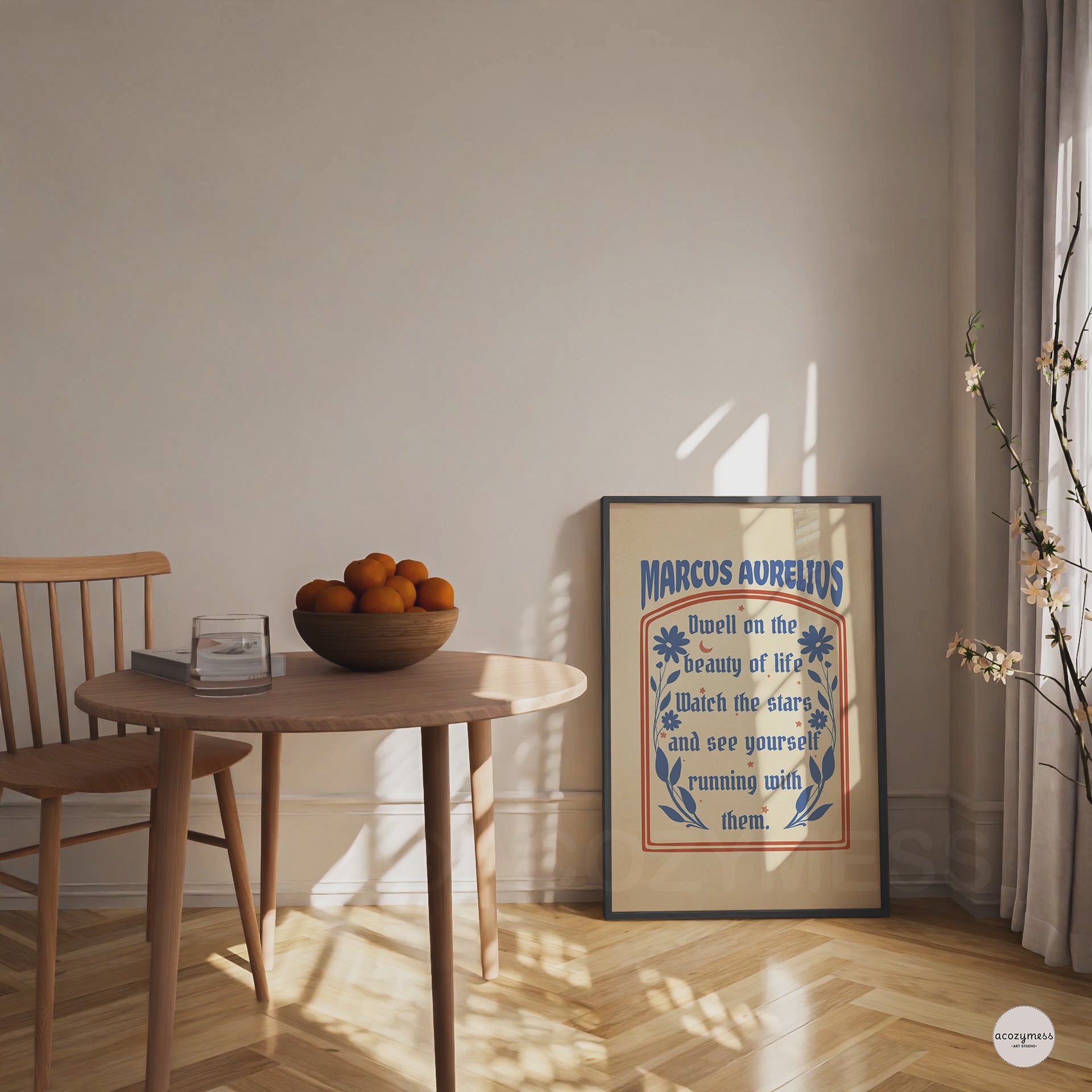 Stoic print in black frame