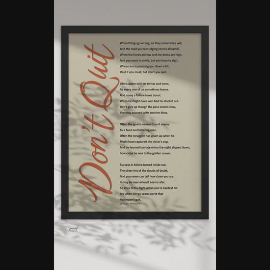 Don't Quit Poem Print,  Inspirational Poem Poster, Inspirational Gift