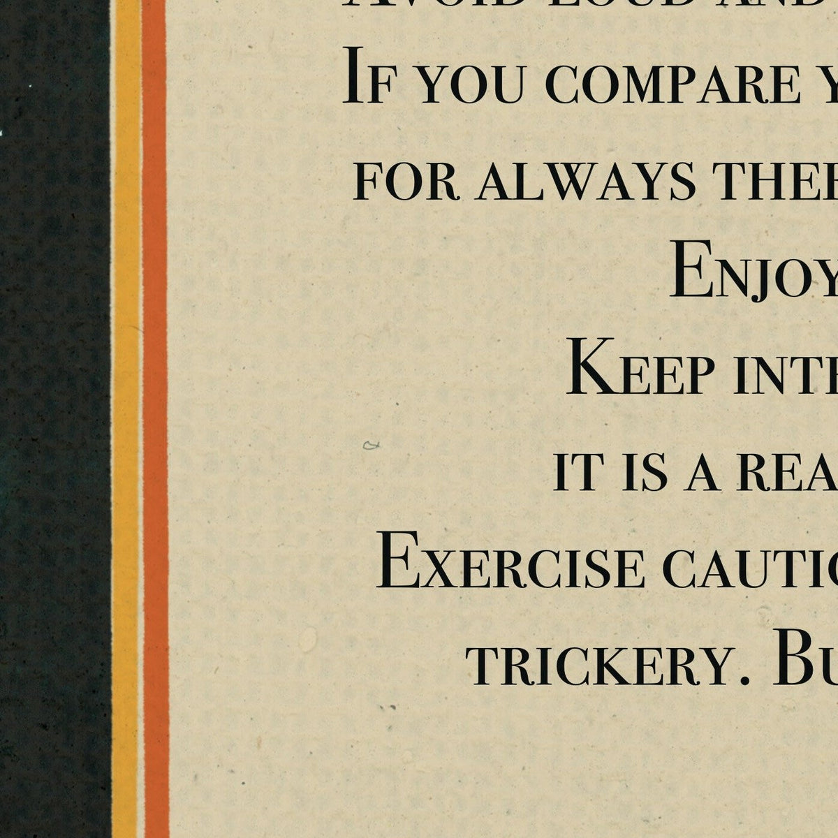 close up image of Desiderata Poem Poster