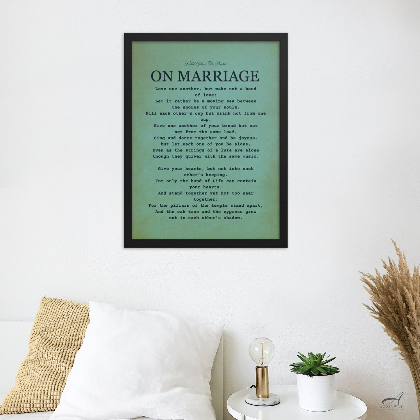 Kahlil Gibran on Marriage Poster in black frame