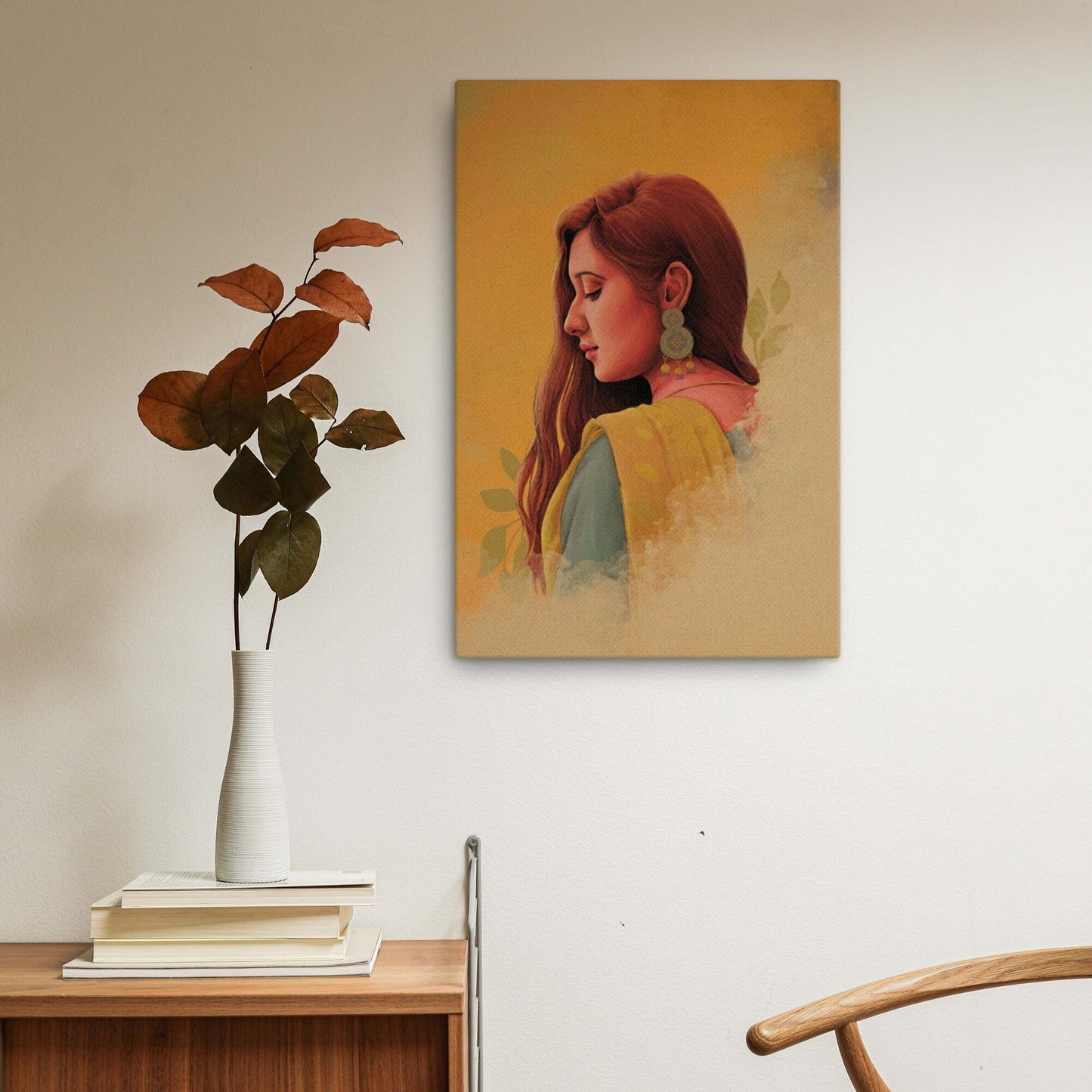 Indian Wall Art, Woman in Saree, Wall Art Decor, Canvas & Posters