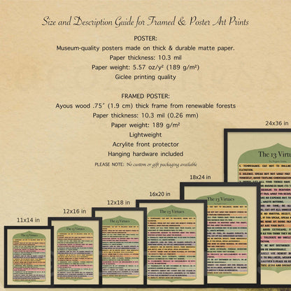 13 Virtues By Benjamin Franklin Poster, Motivational Poster - A Cozy Mess