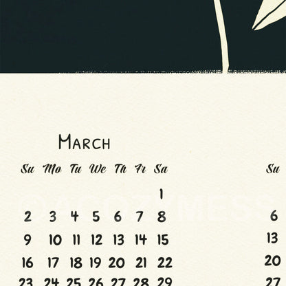 close image of 2025 calendar