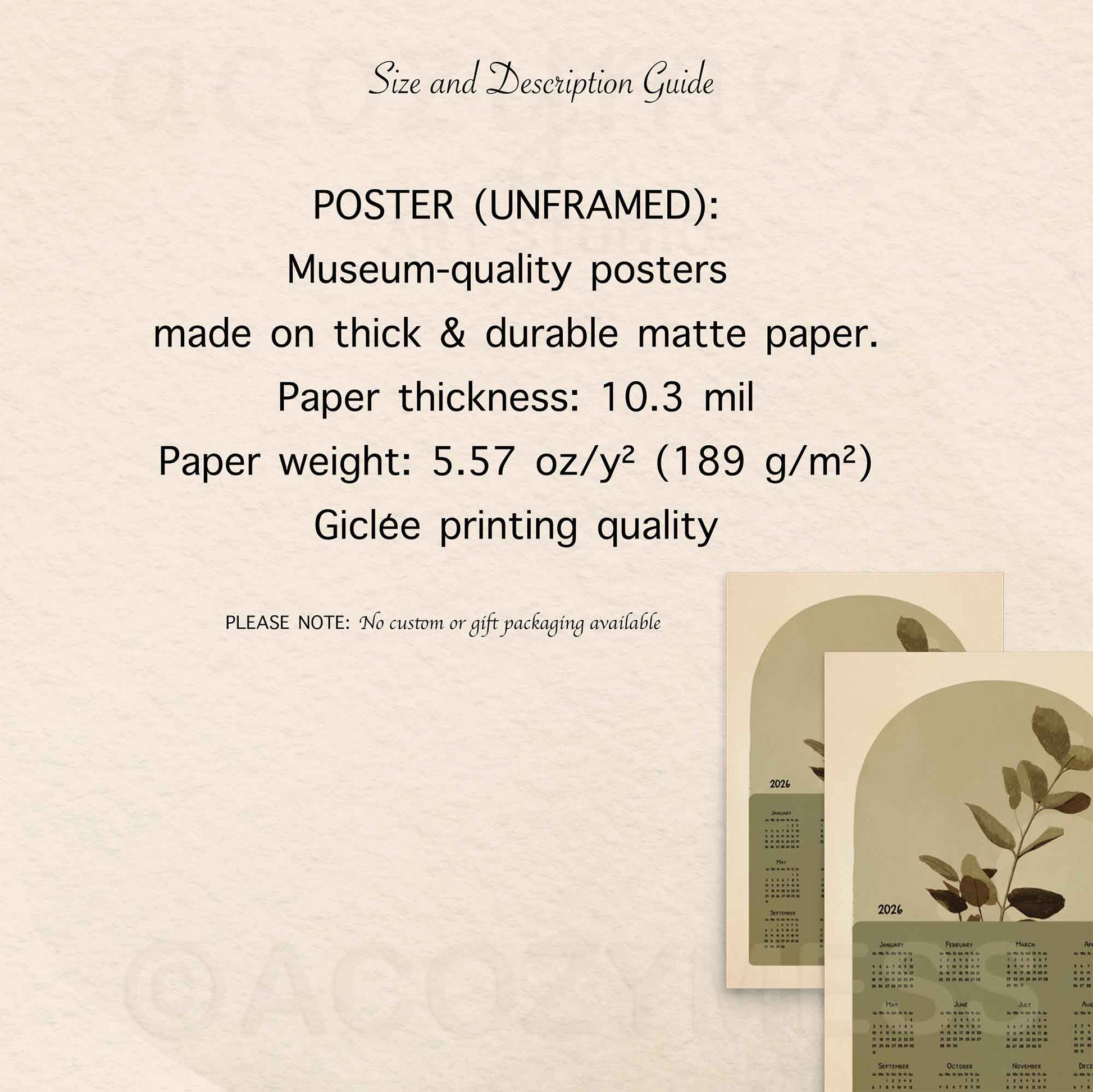 Museum-quality calendar poster description 