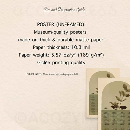 Museum-quality calendar poster description 