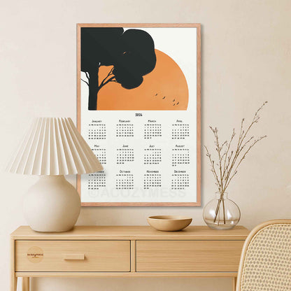 one page 2026 calendar with zen design.