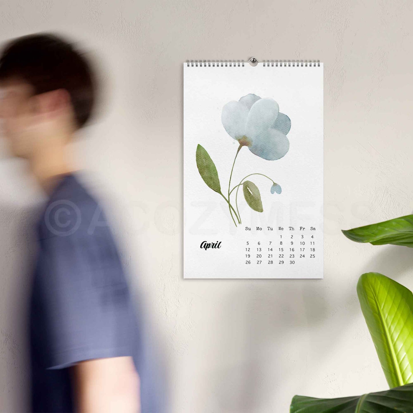 2026 Wall calendar with floral design 