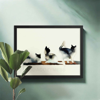 Cat Poster, Cat Prints Wall Art, Cute Art Prints, Three Cats Art - A Cozy Mess