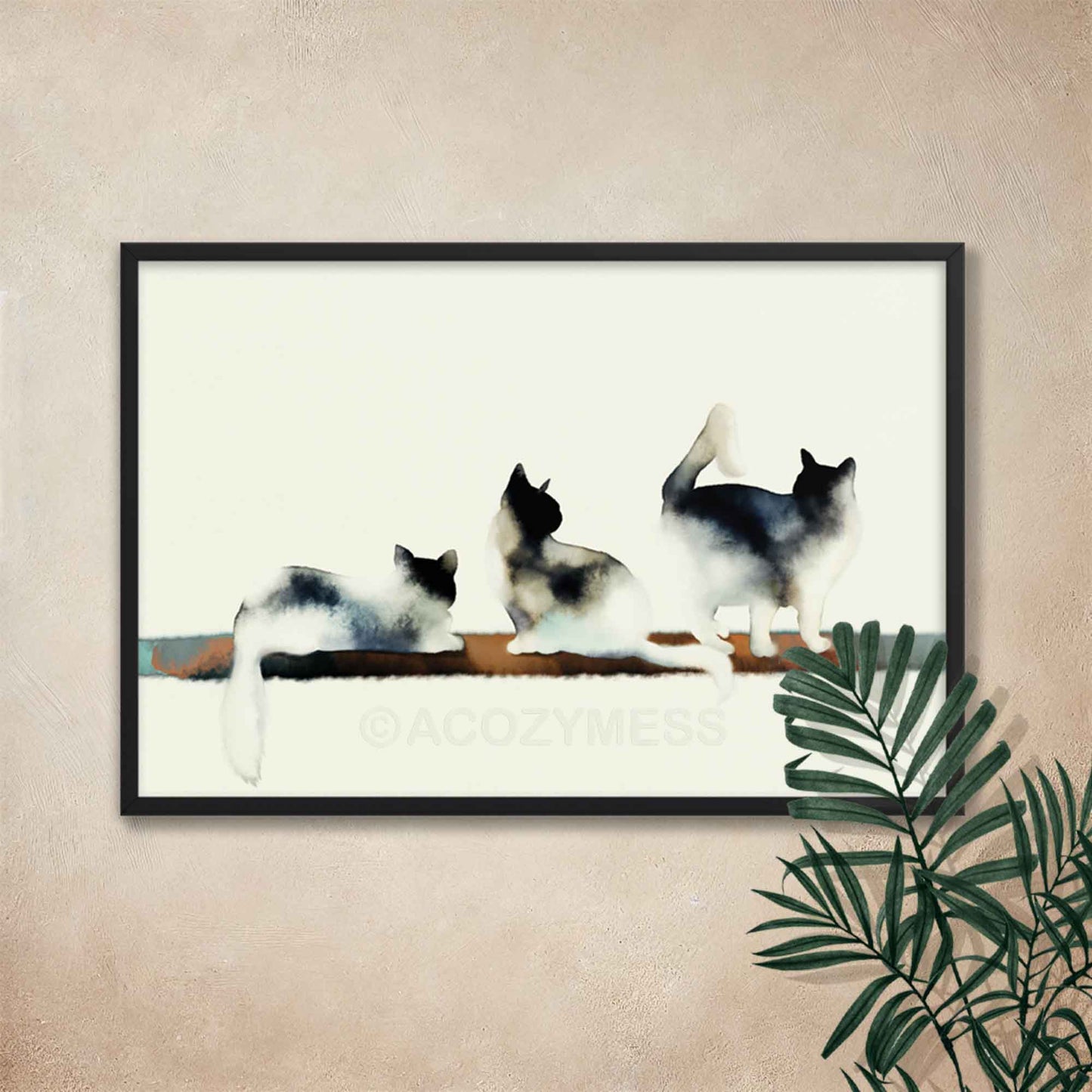 Cat Poster, Cat Prints Wall Art, Cute Art Prints, Three Cats Art