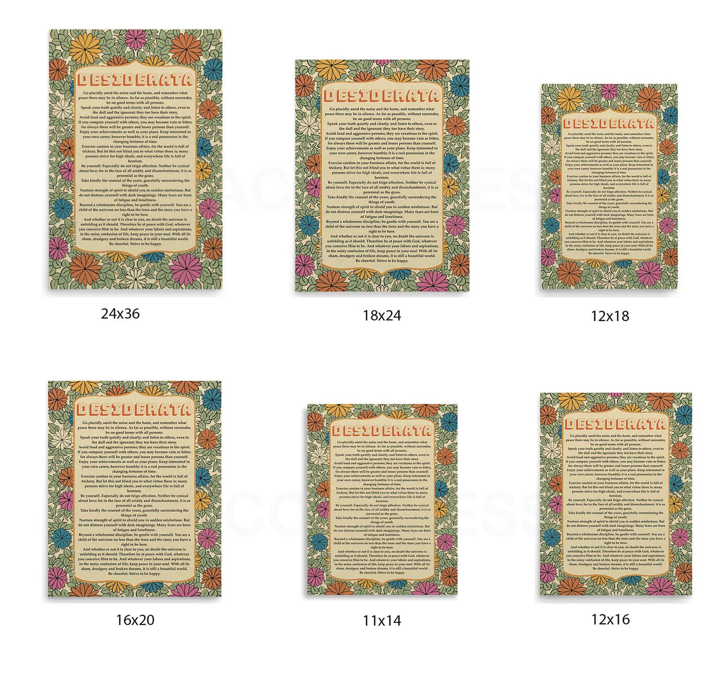 Desiderata Poem Poster, Inspirational Poetry with Floral Art, Grad Gift Print - A Cozy Mess