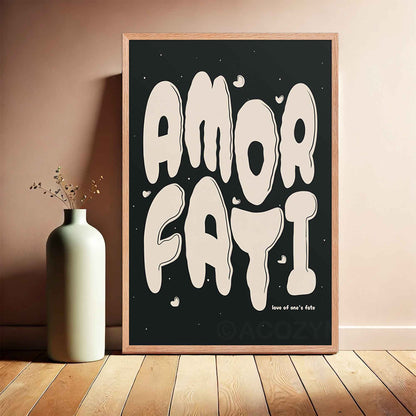 amor fati poster in oakwood frame