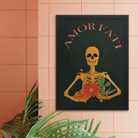 Amor Fati Print with skeleton art