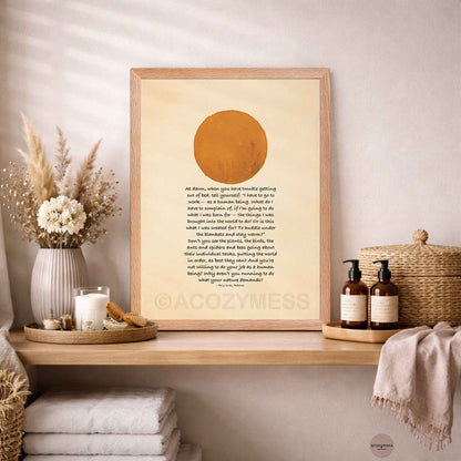 Oakwood Framed stoic philosophy quote with sun artwork .